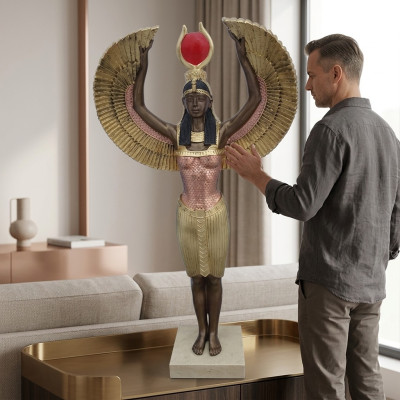 Ägyptische Figur Göttin Isis Figuren Statuen Kunststoff Statue Antik Stil 51 cm