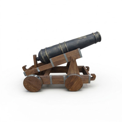 Antike Kanone auf Rädern Deko Garten Dekoration Skulptur Statuen Holz 200 cm Neu