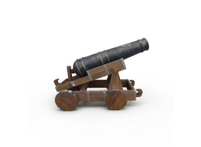 Antike Kanone auf Rädern Deko Garten Dekoration Skulptur Statuen Holz 200 cm Neu
