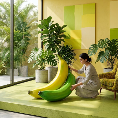 Banane Aussteller 150cm Gewerbe Ladenausstattung Figur Statue Garten Deko Neu