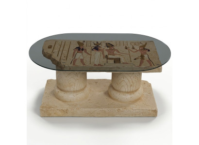 Ägyptische Couchtisch Glastisch Tische Säulen Statuen Figuren Neu Beistelltisch