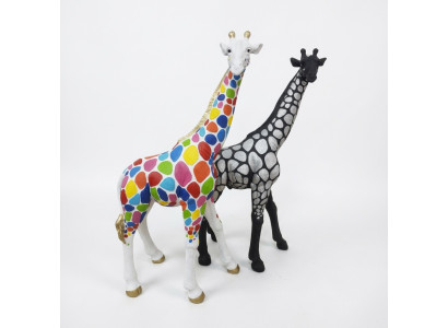 abstrakte Skulptur Giraffe Dekoration Figur Kunststoff Deko Statue 77cm Statuen