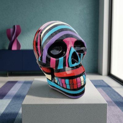 Abstrakter Schädel Scull Totenkopf Figur Statue 66cm XXL Figuren Skulptur Rübe