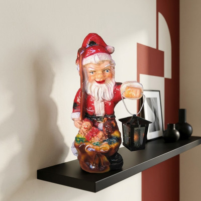 Weihnachtsmann Figur Statue Aussenleuchte Dekoration Nikolaus Skulptur 32cm Neu