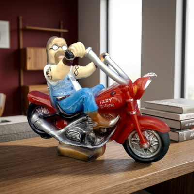 Skulptur Biker auf einem Motorrad Dekoration Statuen Figuren Skulpturen 58 cm