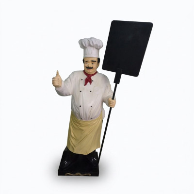 Koch Figur Statue Skulptur Werbefigur Werbeaufsteller Speisekarte Menütafel Neu