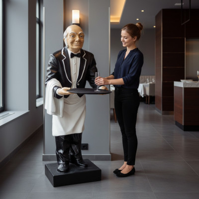 Butler Figur Statue Figuren Statuen Skulptur Restaurant Hotel Ablage Kellner Neu