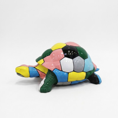 Abstrakte Designer Figur Wohnzimmer Moderne Statue Schildkröte Bunt bemalt 109cm