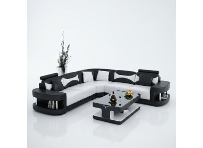 Wohnlandschaft Polster Ecke Eck Sofa + USB,Garnitur Landschaft Leder Textil Neu