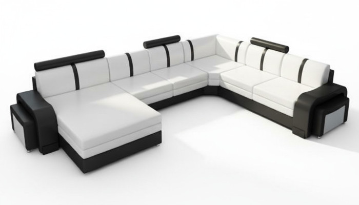 Wohnlandschaft Sofa Polster Ledersofa Ecksofa Eckcouch mit USB Ledergarnitur NEU