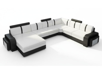 Wohnlandschaft Sofa Polster Ledersofa Ecksofa Eckcouch mit USB Ledergarnitur NEU