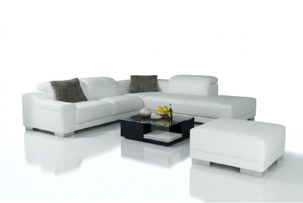 Wohnlandschaft Polster Ecke Eck Sofa + USB Garnitur Landschaft Leder Sitz 2711C