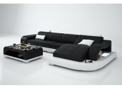 Wohnlandschaft Ecksofa Sofa mit USB Ledersofa Designersofa Sitz Polster Neu 3375