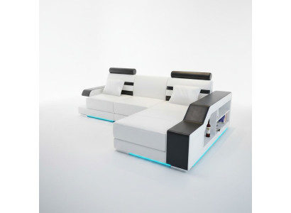 Ledersofa mit USB Wohnlandschaft Ecksofa Eck Garnitur Design Modern Sofa L6016E