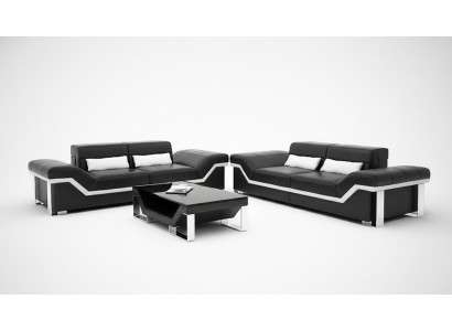 Ledersofa Sofa mit USB Wohnlandschaft 3+3 Garnitur Design Modern Sofa K5007D
