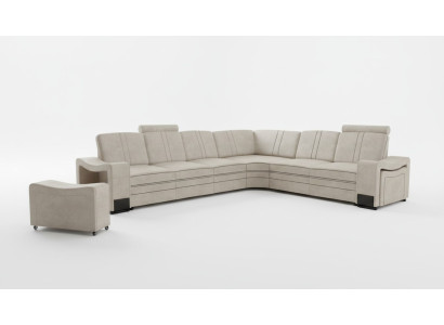 Stoff Couch Textil Polster Eckcouch Sofa + USB Ecksofa Wohnlandschaft Stoffsofa