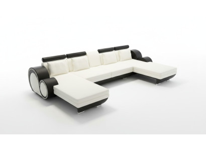 Ledersofa Berlin U-Form + USB Lederecksofa Ledereckcouch Sofa Garnitur XXL Liege
