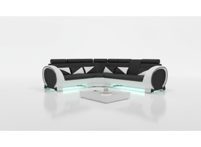 Ecksofa mit USB Ledersofa Ledergarnitur Eckcouch Design Sofa Leder Couch 