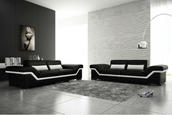 Ledersofa USB Sofa 3+3 Sitzer Design Sofa Polster Leder Garnitur Couch