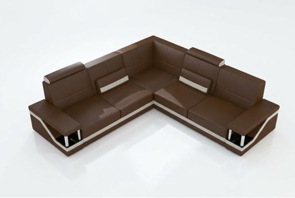 Ledersofa Eckcouch Sofa + USB Poster Eckgarnitur Sofas Stoff Leder Garnitur Neu