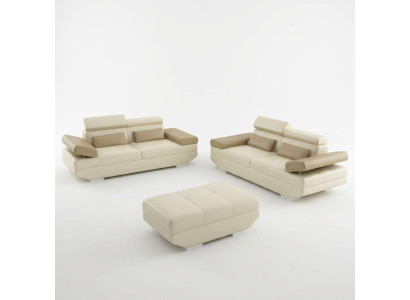 Wohnlandschaft Sofa mit USB Couch Sofagarnitur Polster Garnitur Leder AlfredD