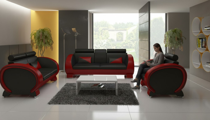 Ledersofa Mit USB,Ledergarnitur 3+2+1 Polstergarnitur Ledercouch Garnitur VIGO