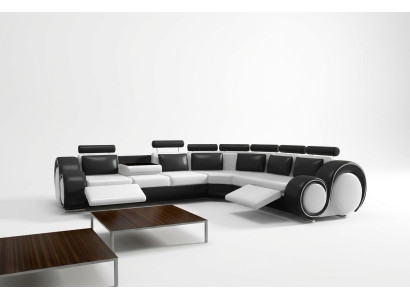 Ledersofa mit USB Sofa Eckcouch Design Sofa Ledercouch Ecksofa Wohnlandschaft