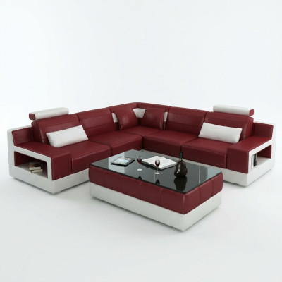 LEDERSOFA + USB ECKSOFA DESIGN BETTFUNKTION GARNITUR WOHNLANDSCHAFT POLSTER NEU