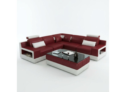 LEDERSOFA + USB ECKSOFA DESIGN BETTFUNKTION GARNITUR WOHNLANDSCHAFT POLSTER NEU