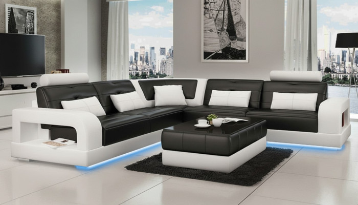 LEDERSOFA SOFA ECKCOUCH USB SOFAGARNITUR DESIGN COUCH WOHNLANDSCHAFT Nach Maß