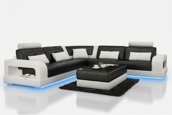 LEDERSOFA SOFA ECKCOUCH USB SOFAGARNITUR DESIGN COUCH WOHNLANDSCHAFT Nach Maß