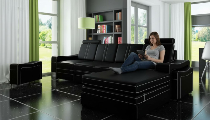 LEDERSOFA USB LEDERECKSOFA WOHNLANDSCHAFT ECKSOFA GARNITUR SOFA Maßanfertigung