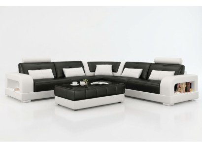 LEDERSOFA mit USB,SOFAGARNITUR DESIGNER COUCH WOHNLANDSCHAFT SOFA ECKCOUCH