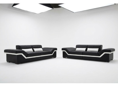 LEDERSOFA SOFA 3+3 SOFA + USB POLSTER LEDER GARNITUR SOFAGARITUR Maßanfertigung
