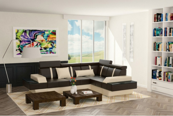 Eckcouch USB Sofa Polster Ledersofa Sofas Garnitur Wohnlandschaft Maßanfertigung