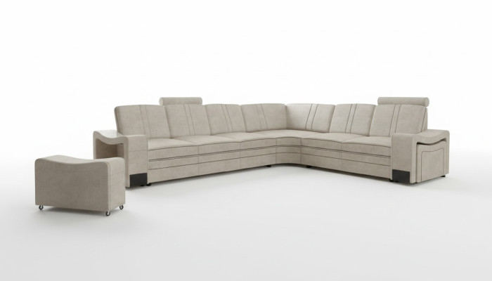 Stoffcouch Textil Polster Eckcouch Sofa mit USB Ecksofa Wohnlandschaft Stoffsofa