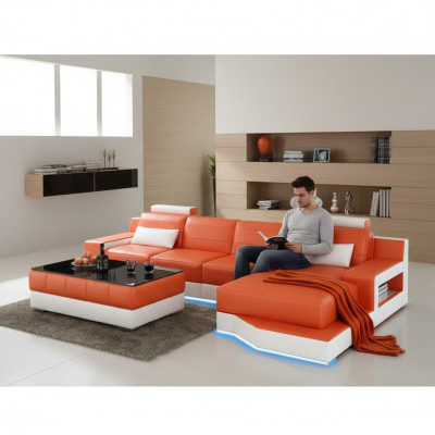 Ledersofa Sofa USB Wohnlandschaf Bettfunktion Neu Echsofa Neu Massanfertigung