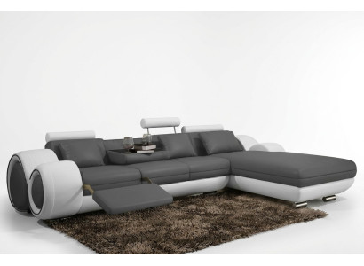Ecksofa USB Wohnlandschaft Couch Ledersofa Sofa Garnitur Massanfertigung
