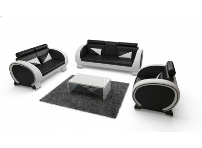 LEDERSOFA USB DESIGN GARNITUR 3+1 Massfertigung POLSTERGARNITUR POLSTER SOFA NEU