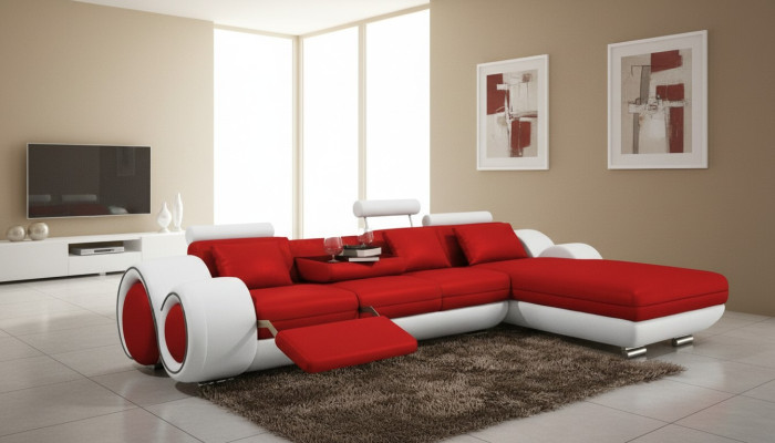 Ecksofa USB Wohnlandschaft Ledersofa Sofa Massfertigung Polster Garnitur Couch