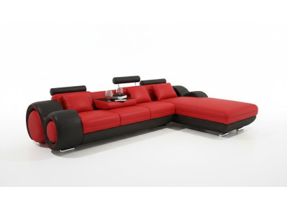 Patentiertes Design Ecksofa Sofa + USB,Polster Leder Ecke BERLIN Wohnlandschaft