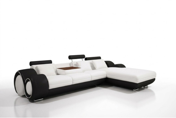 Patentiertes Design Ecksofa Sofa + USB Polster Leder Ecke Wohnlandschaft BERLIN