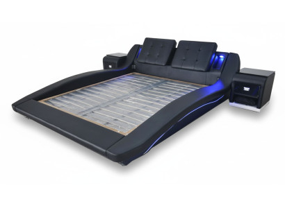 Luxus Leder Design Betten Doppel Bett mit USB Ehe Exclusiv 180x200 cm