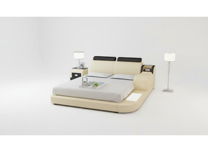 Design Bett XXL Big Betten Leder Hotel Polster 160x200cm Multifunktion Regal USB