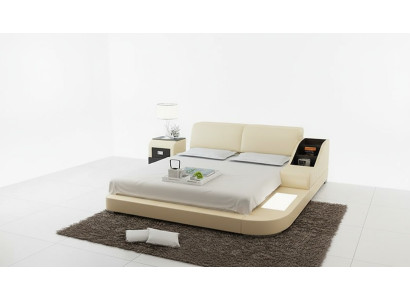 Design Bett XXL Big Betten Leder Polster Hotel 160x200cm Multifunktion Regal USB
