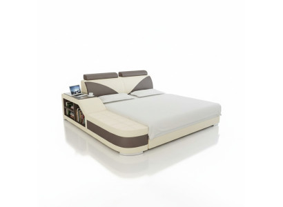 Design Polster Doppel Bett Moderne Schlafzimmer Betten 140x200cm + USB & Regal