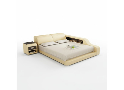 Design Polster Doppel Bett Moderne Betten Schlafzimmer 200x210cm mit USB & Regal