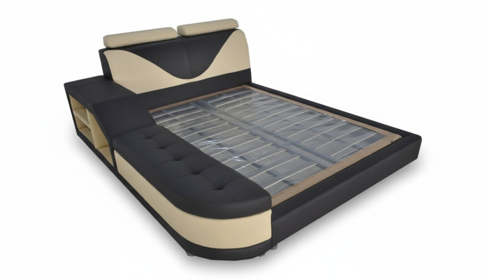 Design Multifunktion Bett XXL Big Betten Leder Hotel Polster 180x200 Regal USB