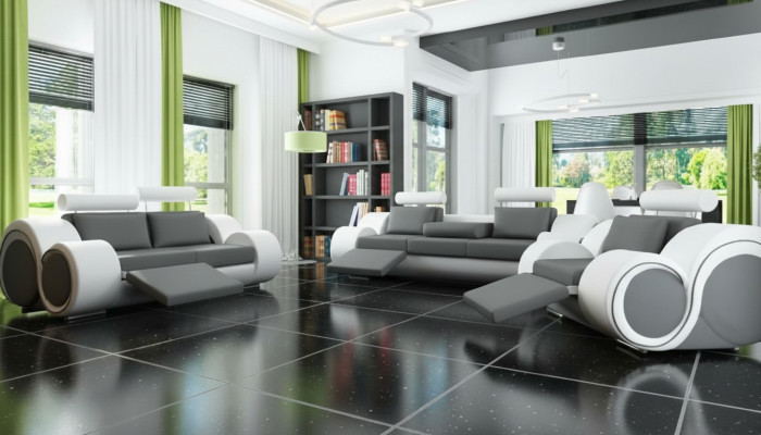 Ledersofa +USB Sofagarnitur LEDER SOFA 3-SITZER Mit FUSSSTÜTZEN MADE IN EU Neu