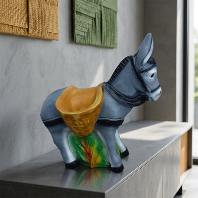 Moderne dekorative Skulptur Esel Statue Figuren Handbemaltes Tier Neu Skulpturen